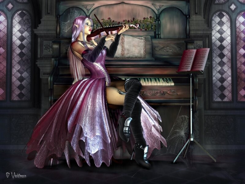 Elf Woman Playing Violin