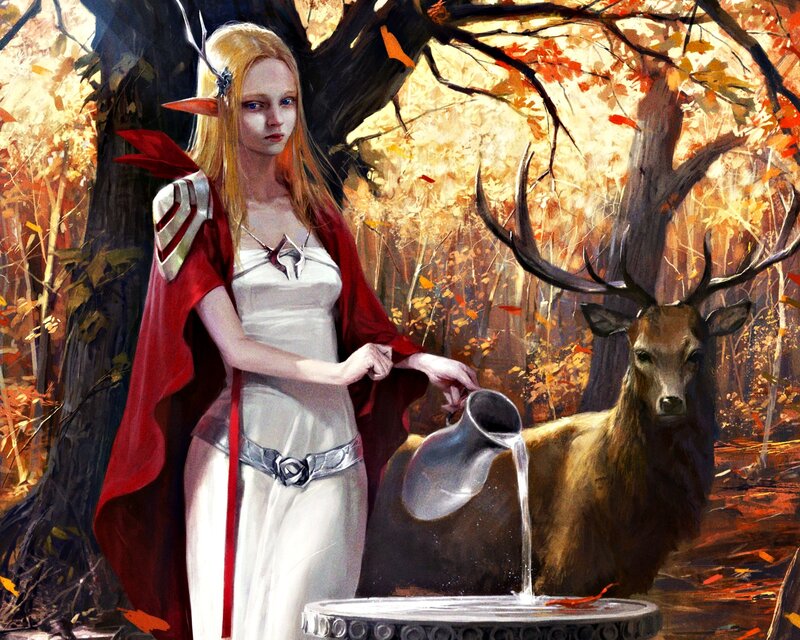 Elf Woman Pouring Water