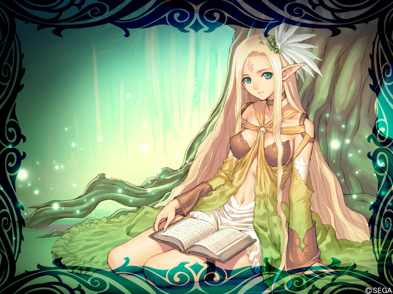 Elf Woman Reading Book — Green