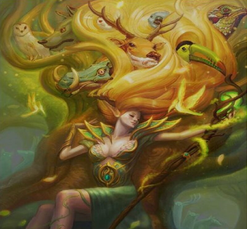Elf Woman with Animals