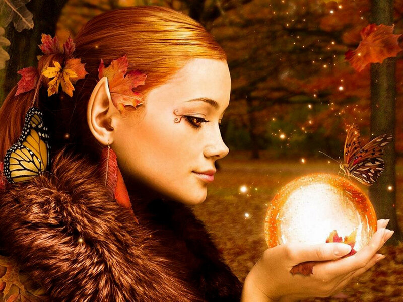 elf woman with autumn magic