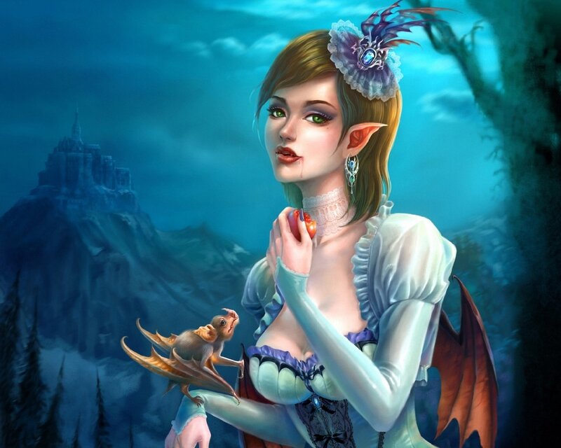 Elf Woman with Bat