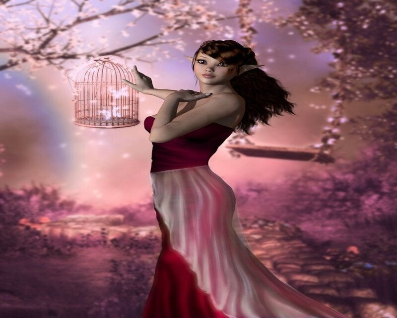 Elf Woman with Birdcage