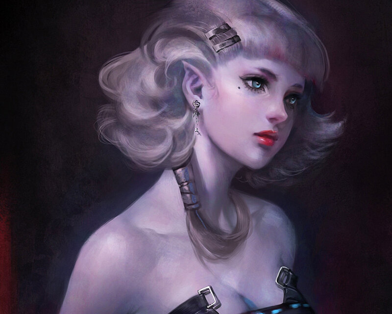 Elf Woman with Blonde Hair — Purple