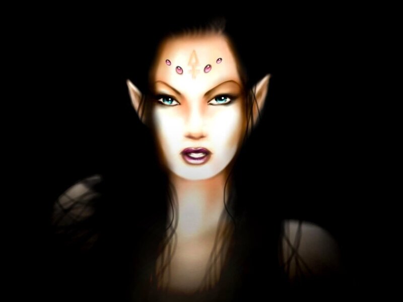 Elf Woman with Blue Eyes — Black