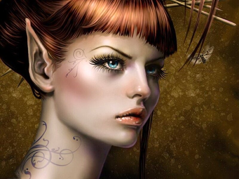 Elf Woman with Blue Eyes — Brown