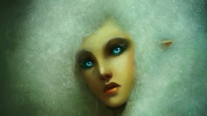 Elf Woman with Blue Eyes — Green