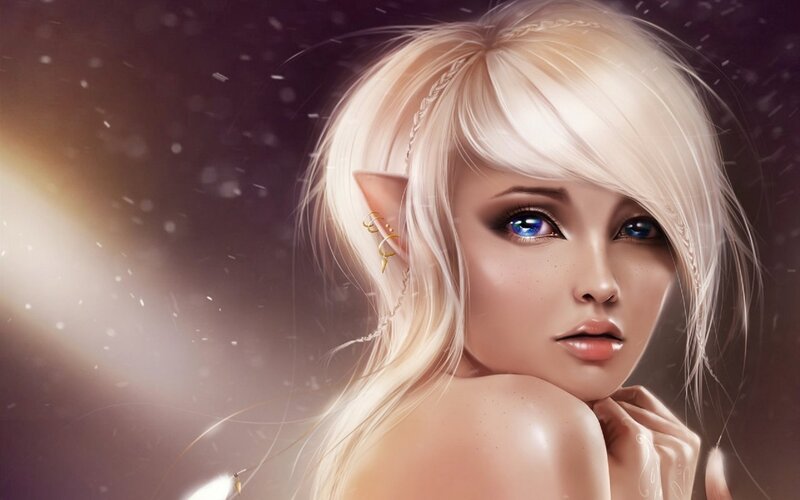 Elf Woman with Blue Eyes — White