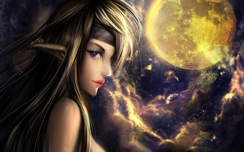Elf Woman with Blue Eyes — Yellow