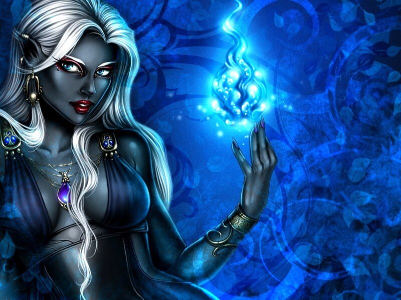 Elf Woman with Blue Fire