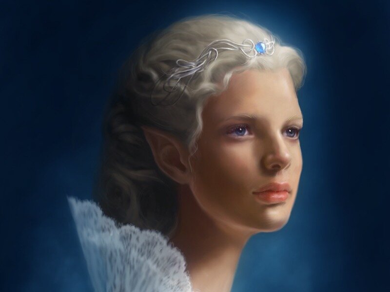 Elf Woman with Blue Gem