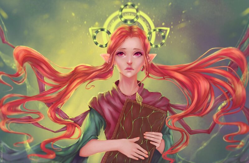 Elf Woman with Book — Red