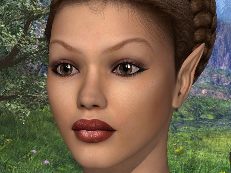 Elf Woman with Braided Hair — Brown