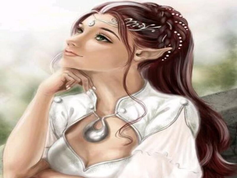 Elf Woman with Braided Hair — White