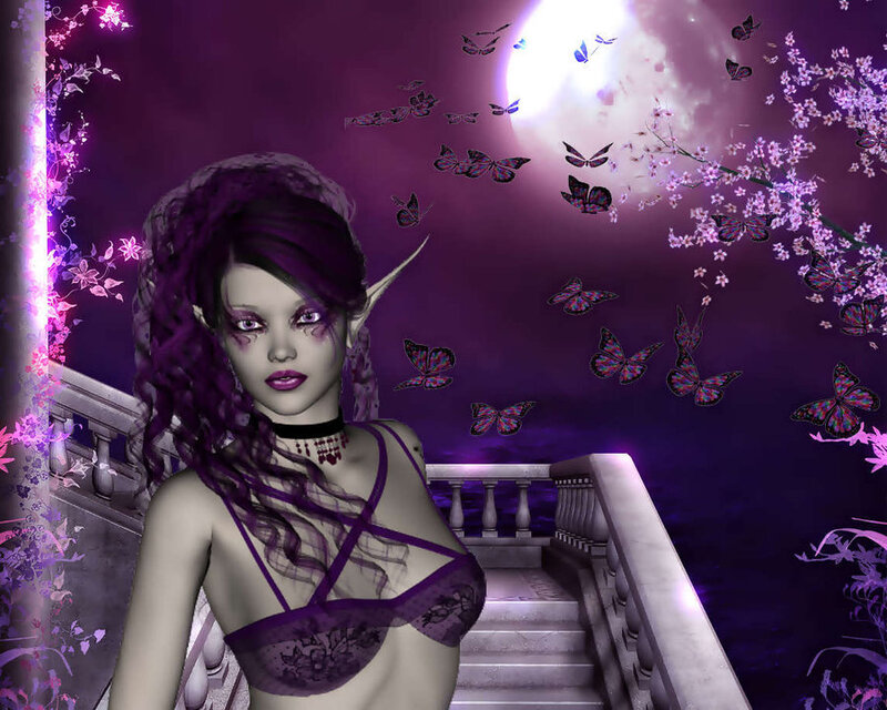 elf woman with butterflies