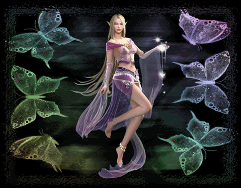 Elf Woman with Butterflies — Purple