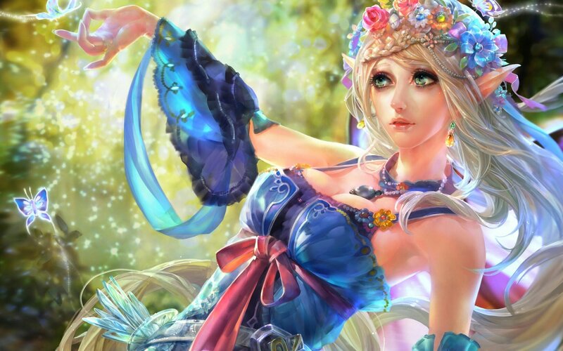 Elf Woman with Butterfly — Blue