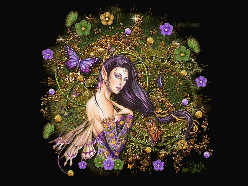 Elf Woman with Butterfly — Purple, Fantasy