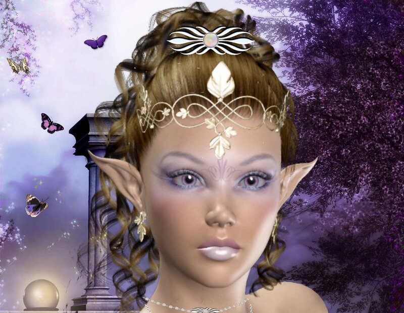 Elf Woman with Butterfly — Purple