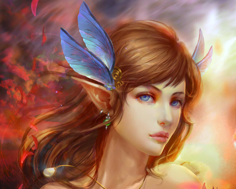 Elf Woman with Butterfly Wings — Brown