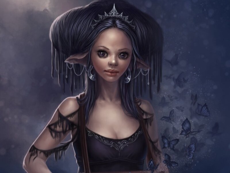 Elf Woman with Butterfly Wings — Purple