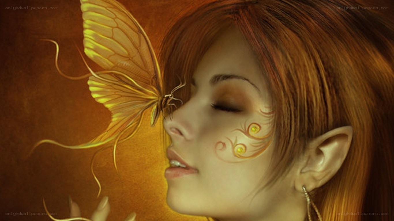 elf woman with butterfly