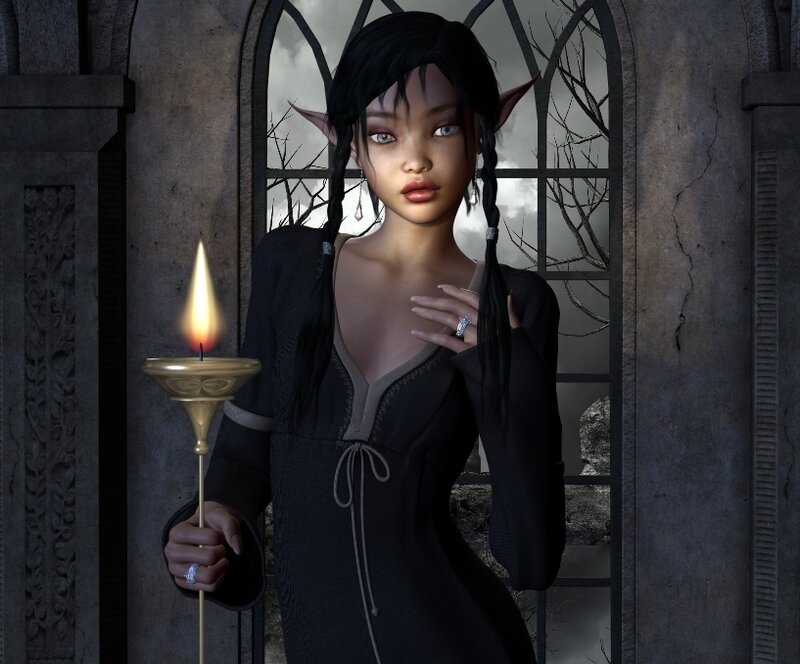 elf woman with candle