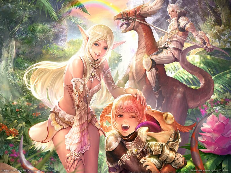 Elf Woman with Children — Green, Magical