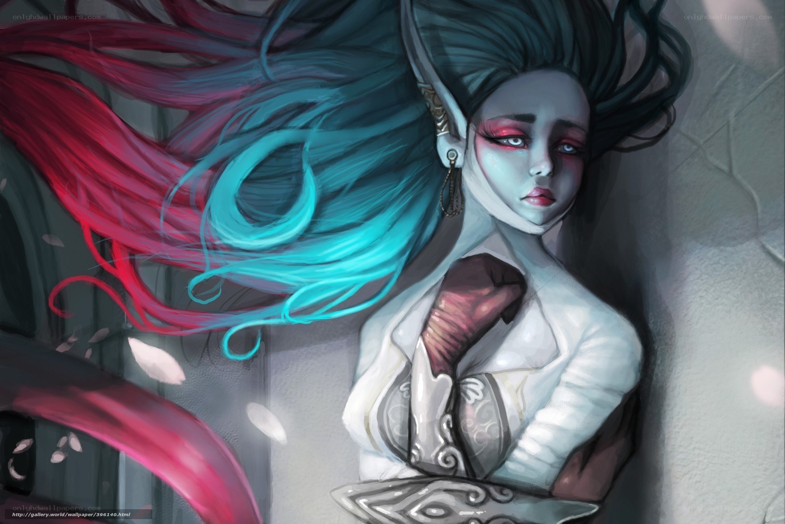 elf woman with colorful hair