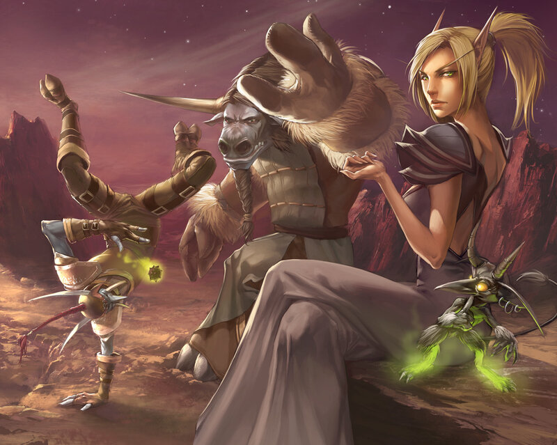 Elf Woman with Creatures