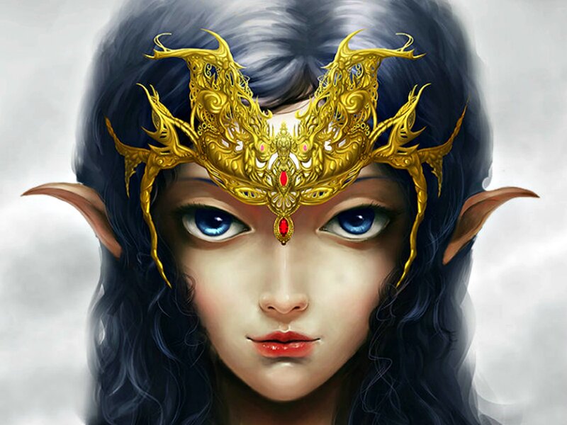 Elf Woman with Crown — Black