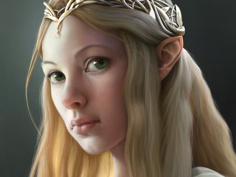 Elf Woman with Crown — Blonde, Serene