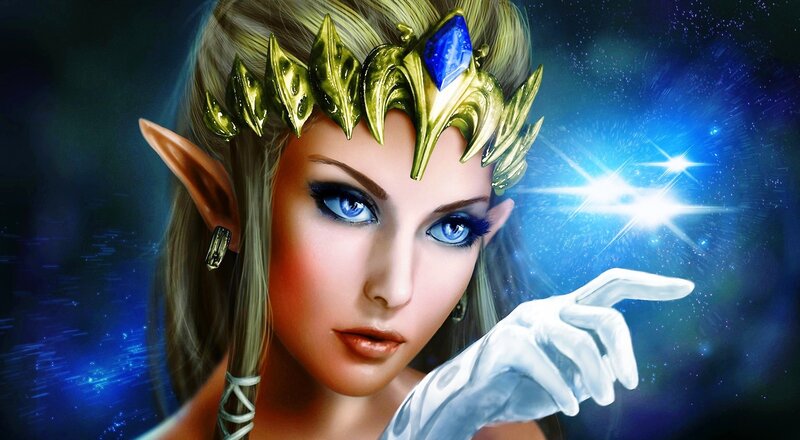 Elf Woman with Crown — Blue, Dramatic, Night