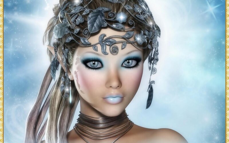 Elf Woman with Crown — Blue, Ethereal