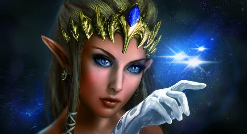 Elf Woman with Crown — Blue