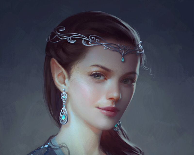 Elf Woman with Crown — Gray