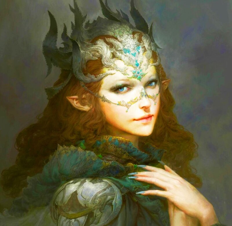 Elf Woman with Crown — Green