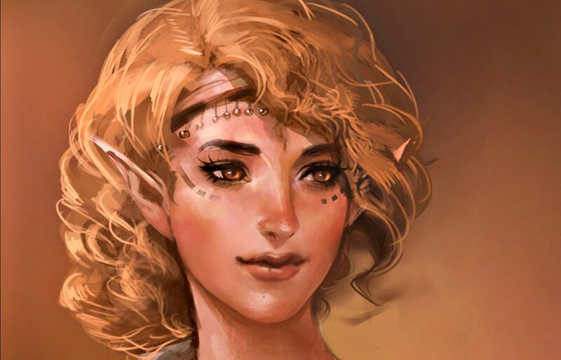 Elf Woman with Curly Hair