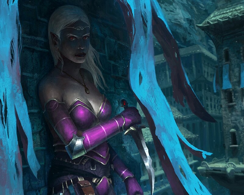 Elf Woman with Dagger — Purple