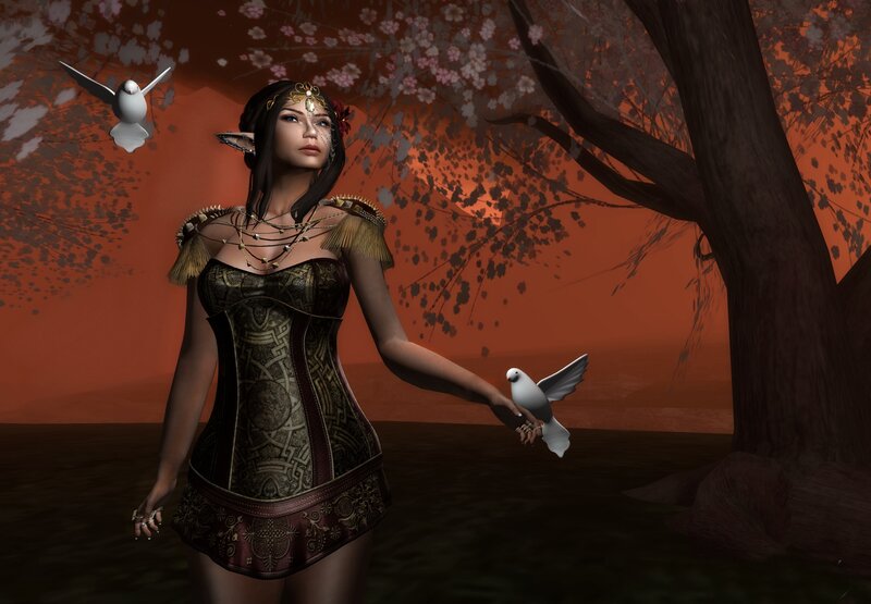 Elf Woman with Doves