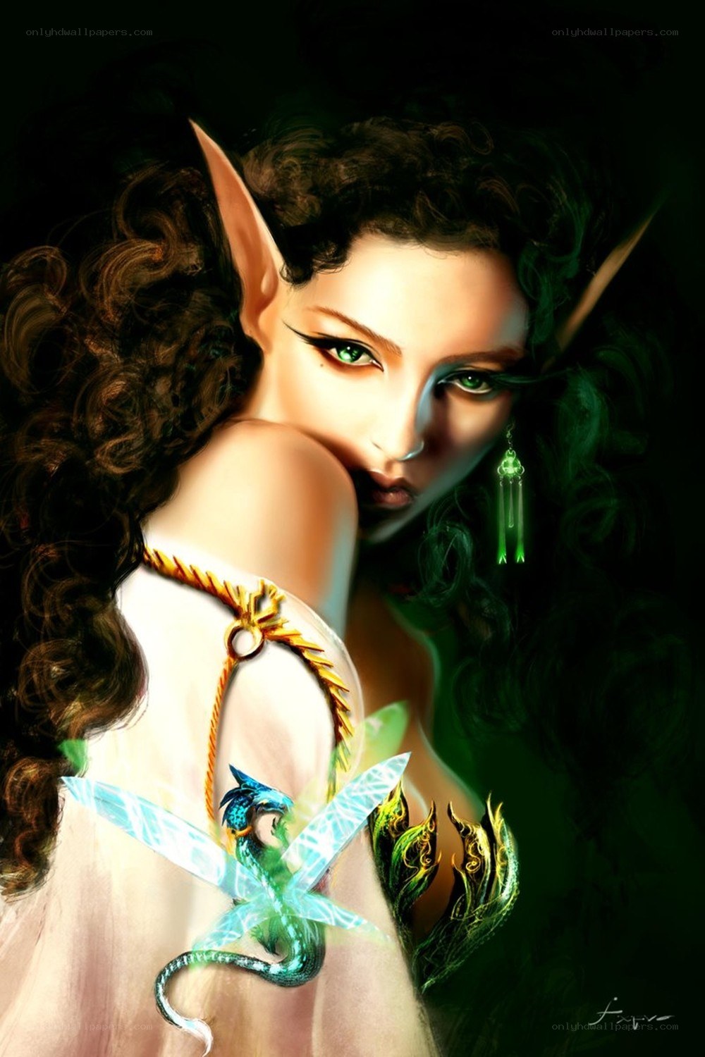 elf woman with dragon