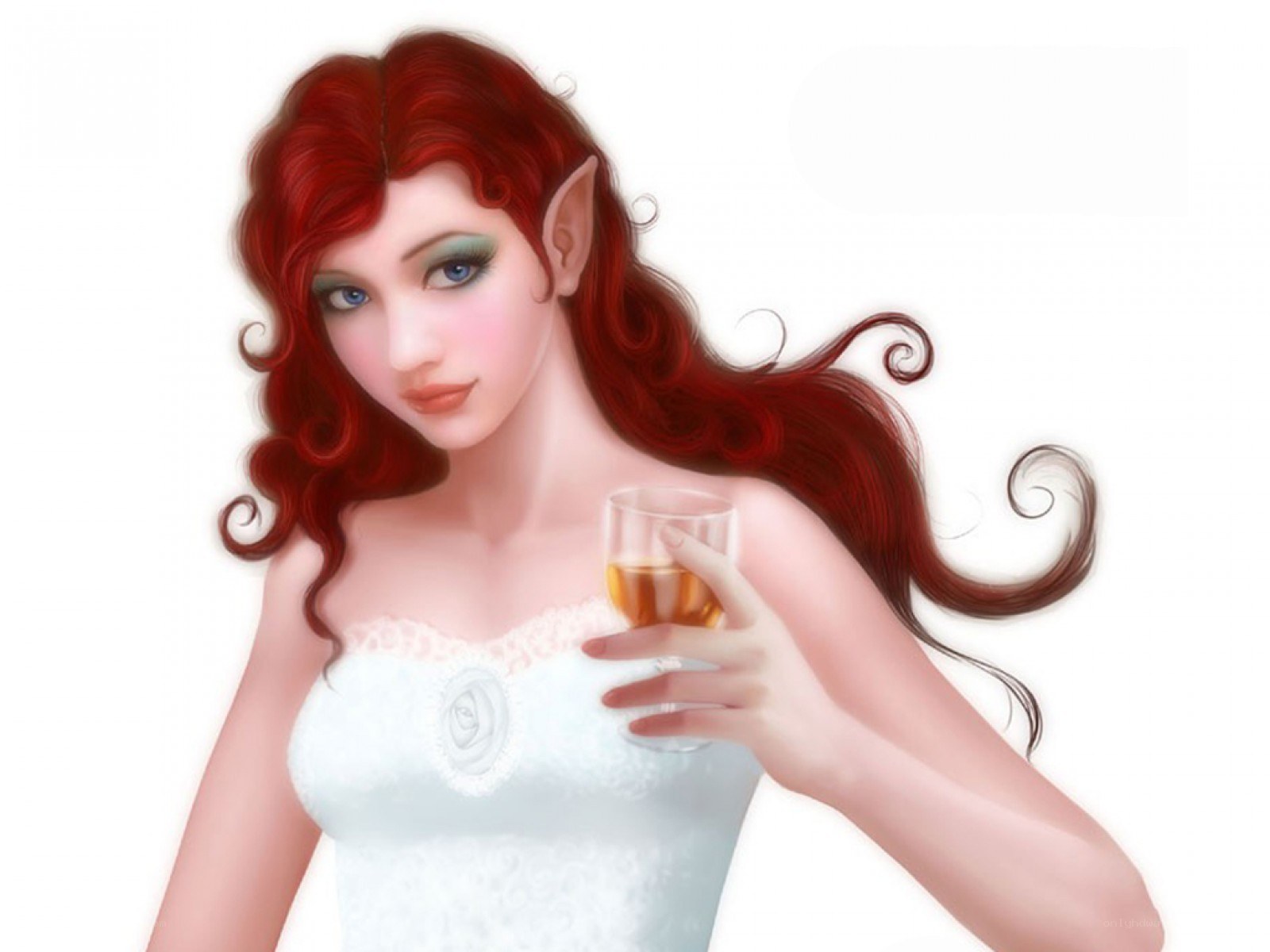 elf woman with drink