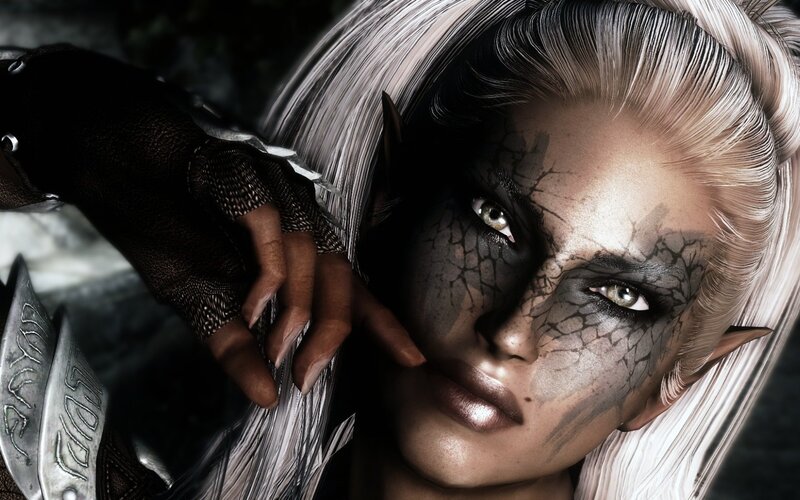 Elf Woman with Face Paint — White