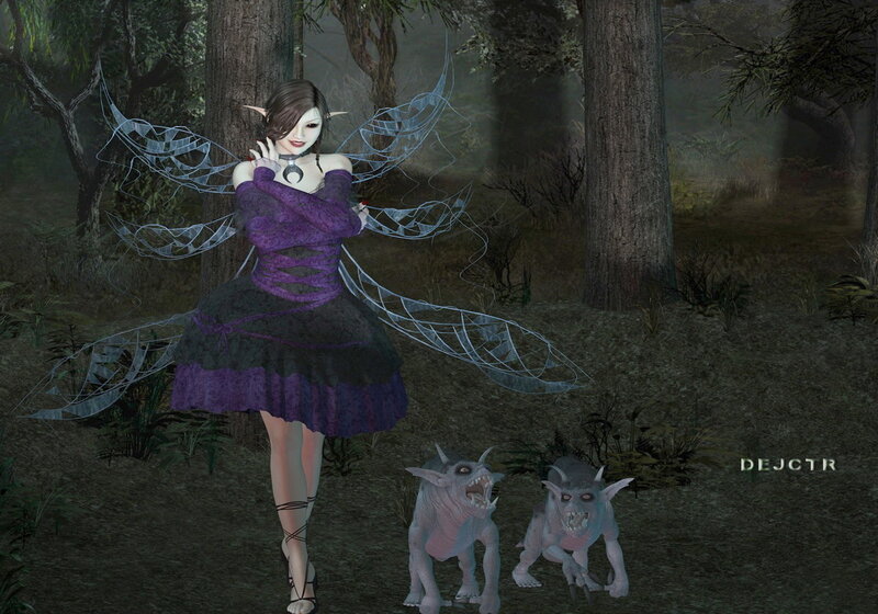 Elf Woman with Fairies — Purple