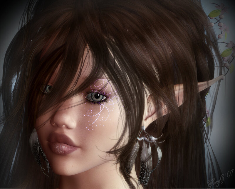 Elf Woman with Feather Earrings