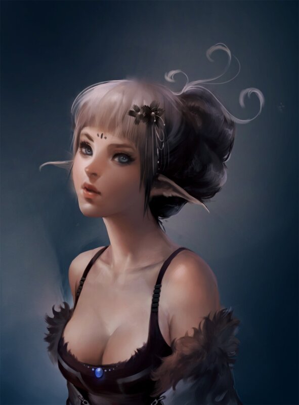 elf woman with feathered attire