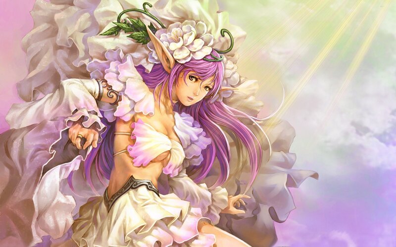 elf woman with flowers