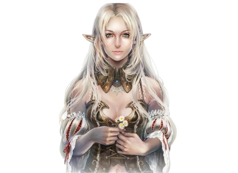 elf woman with flowers