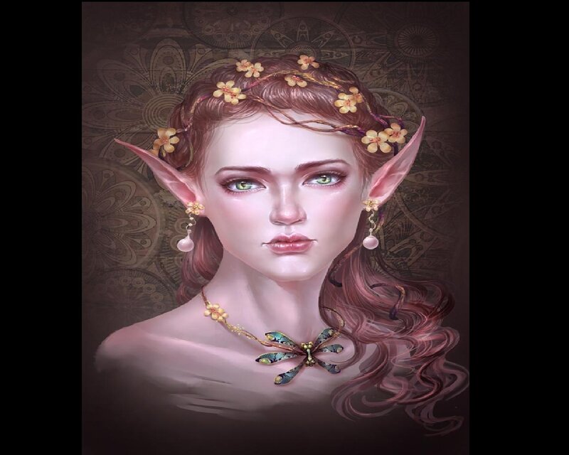 Elf Woman with Flowers — Brown