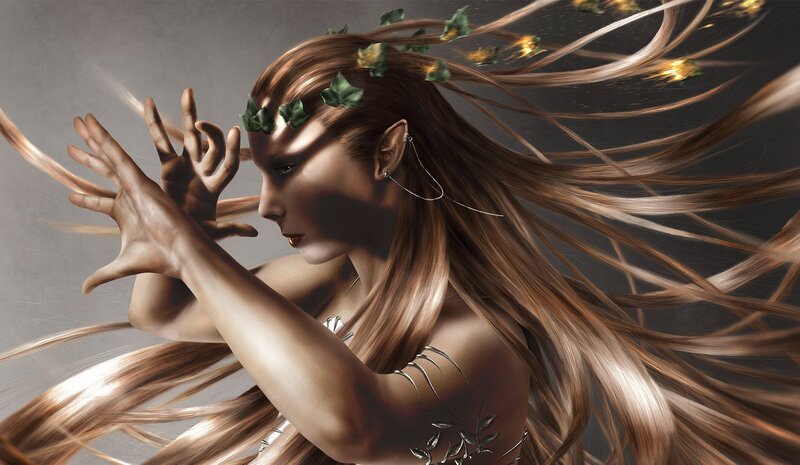 elf woman with flowing hair